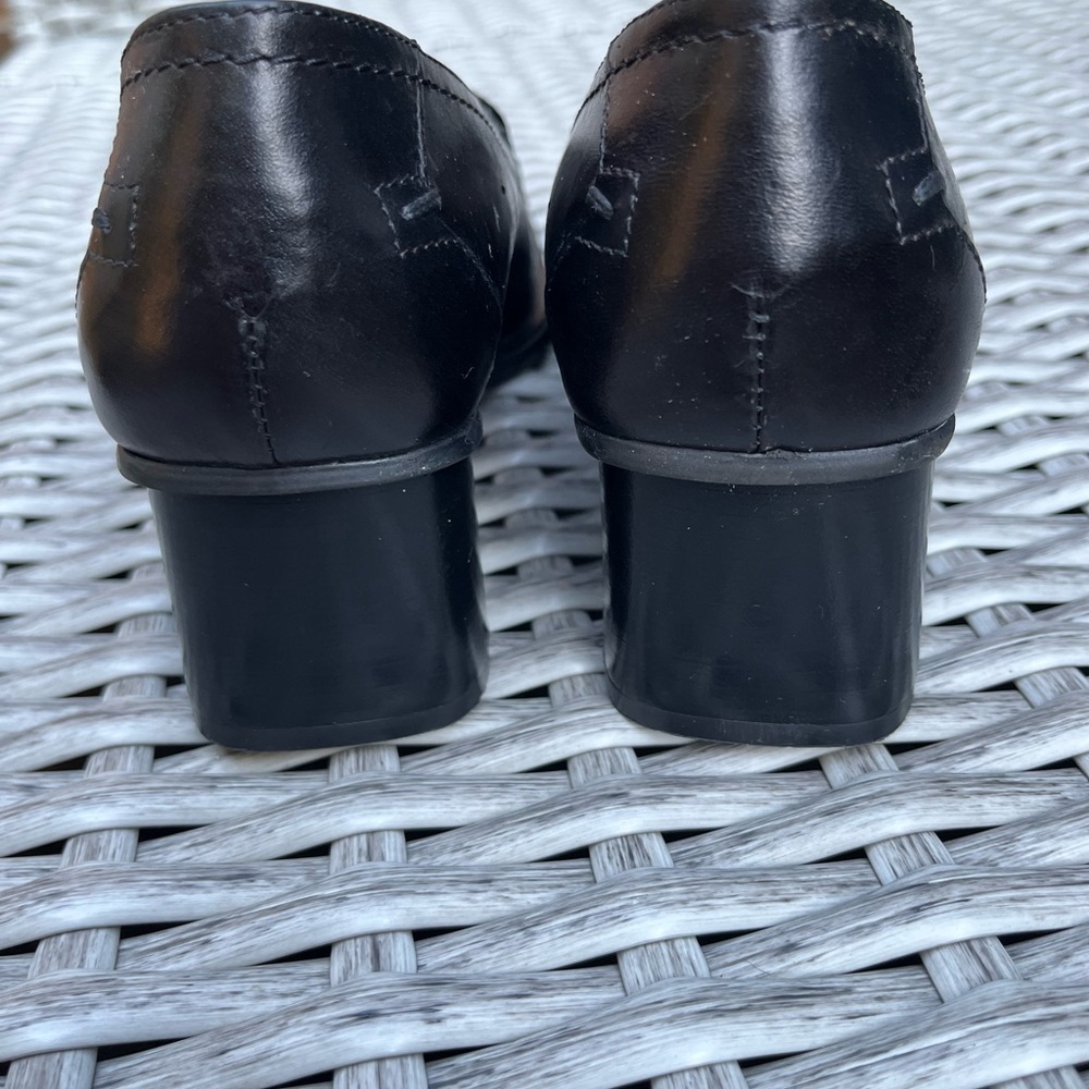 NEW Feet First Leather Block Heel square toe shoes loafers - Picture 2 of 7